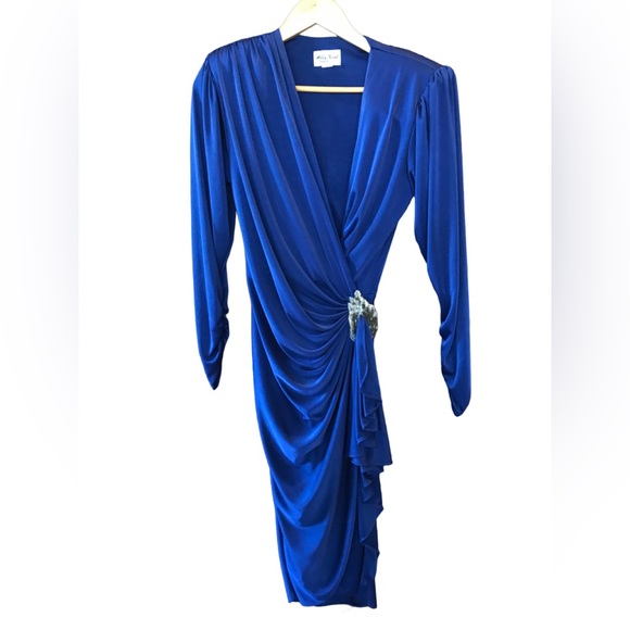 Vintage Abby Kent Blue Dress with Bead Detail Size 8 - Picture 4 of 7